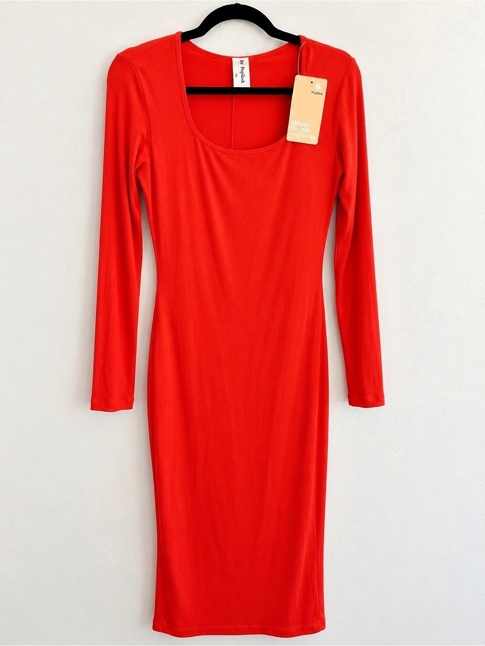 NWT Popilush Red Long Sleeve Bodycon Shapewear Dress XXL